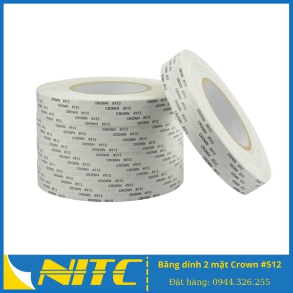 Băng keo 2 mặt Crown 512 - Băng dính 2 mặt Crown 512 - sản phẩm băng keo công nghiệp NITC