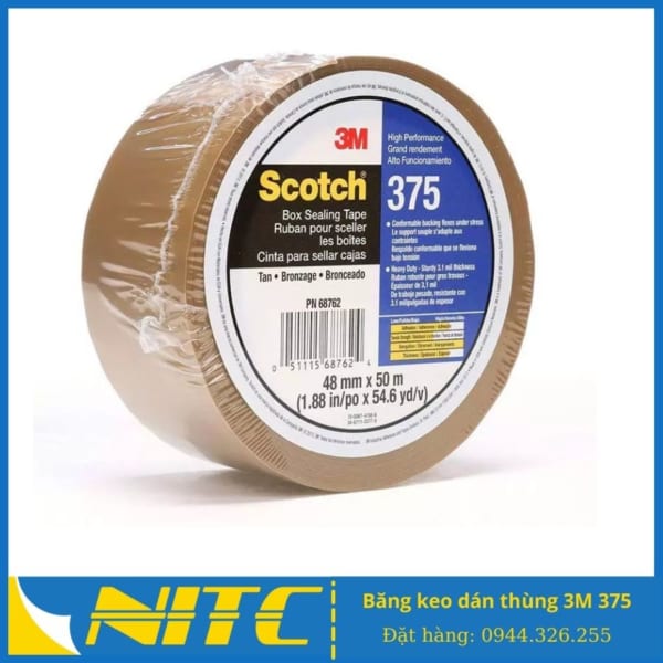 Băng keo dán thùng 3M 375 - Băng dính dán thùng 3M 375- sản phẩm băng keo công nghiệp NITC